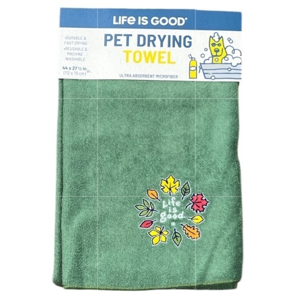 Life is good - 2/$28 - ‘Leaves green’ pet drying towel. NWT.